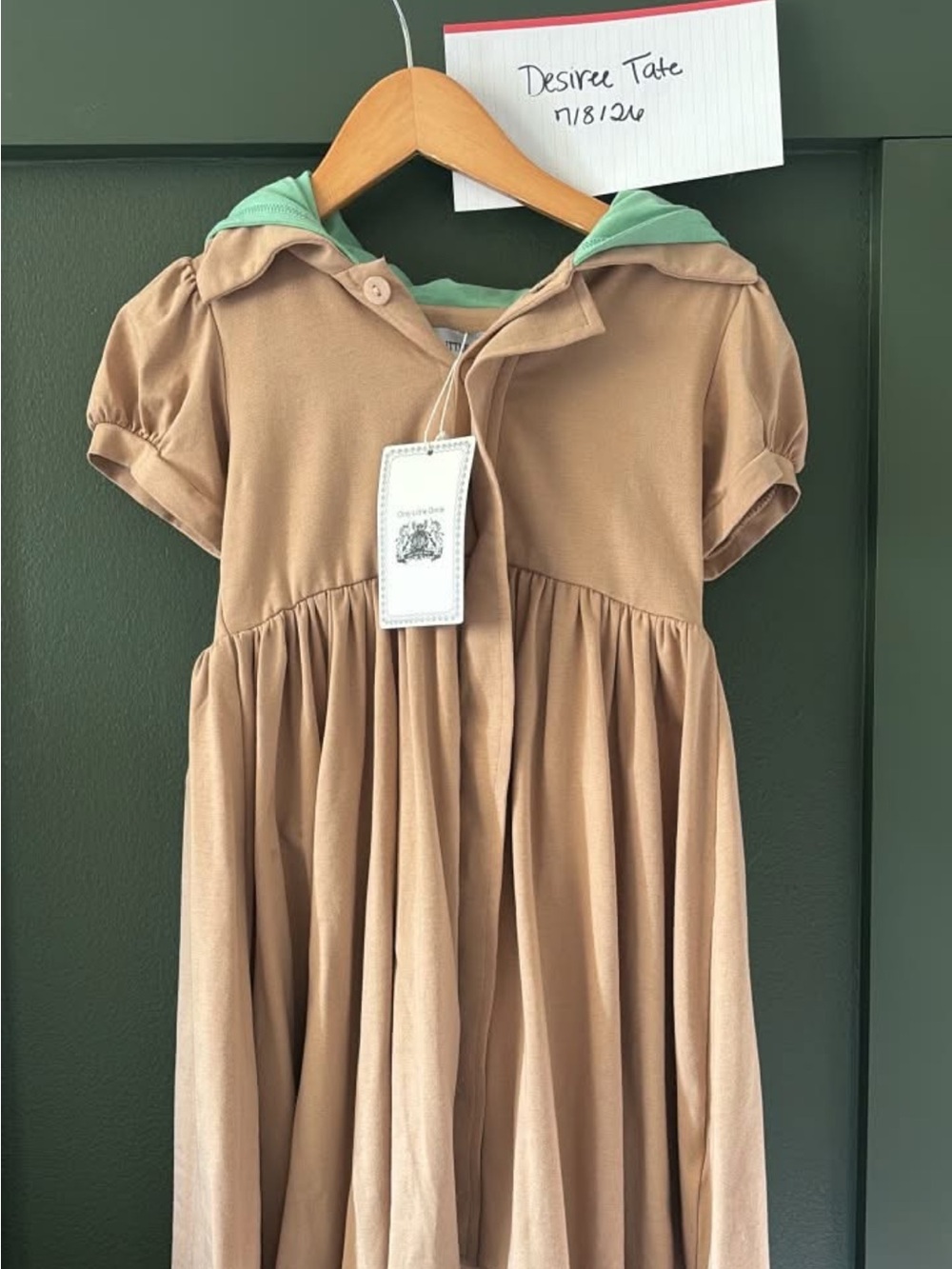 Yoda Girls Tan Hooded Casual Dress